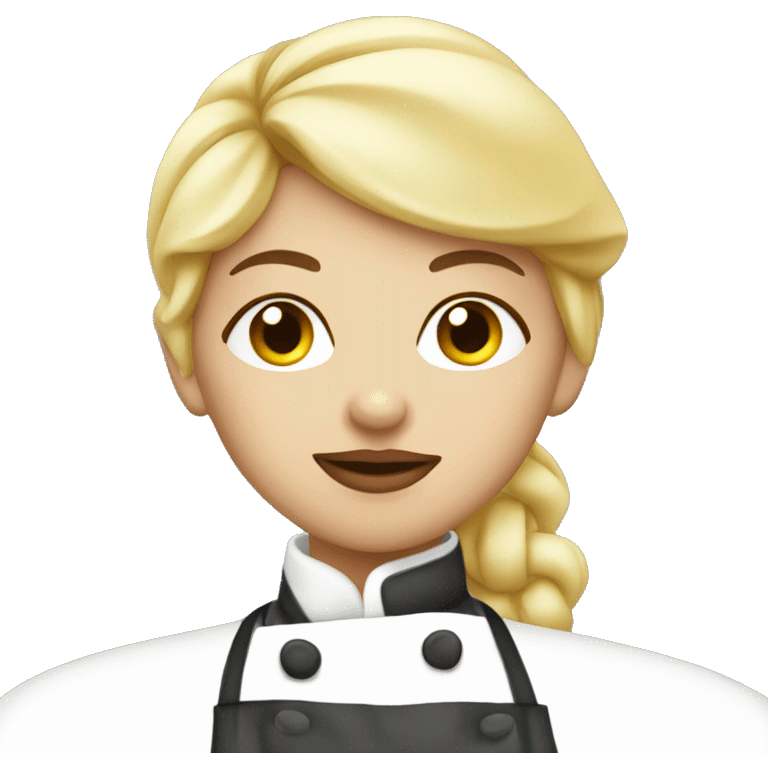 Blonde girl chef blowing a kiss lips emoji