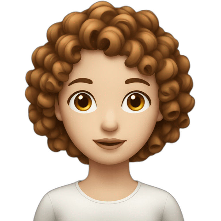 girl whit brown curly hair and white skin emoji