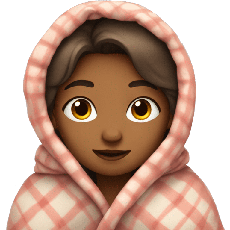 Girl cozy rapped in a blanket emoji