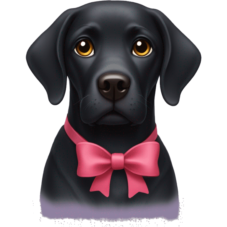 Black labrador with 2 bows on both his ears emoji