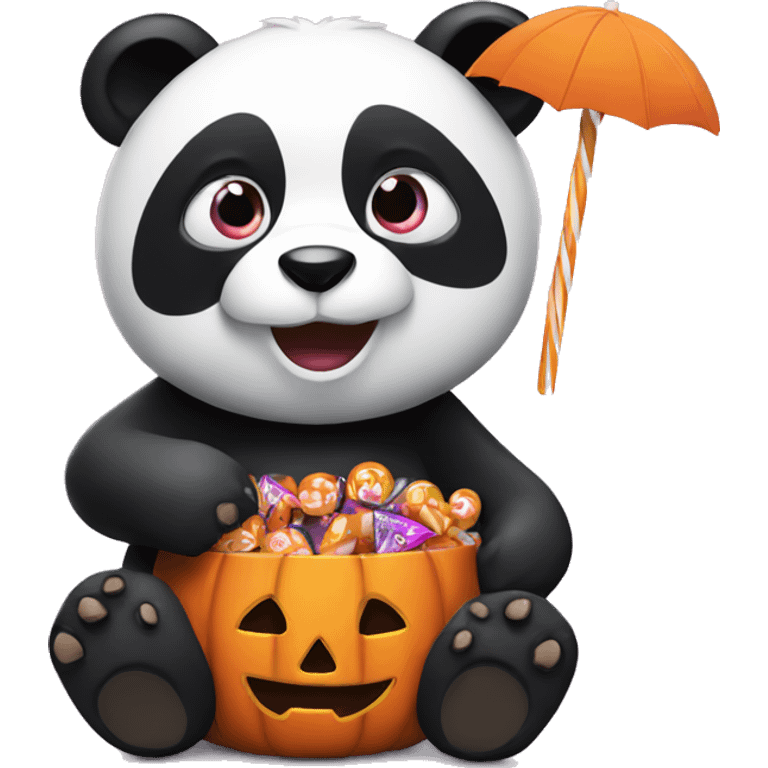 Panda with Halloween candy emoji