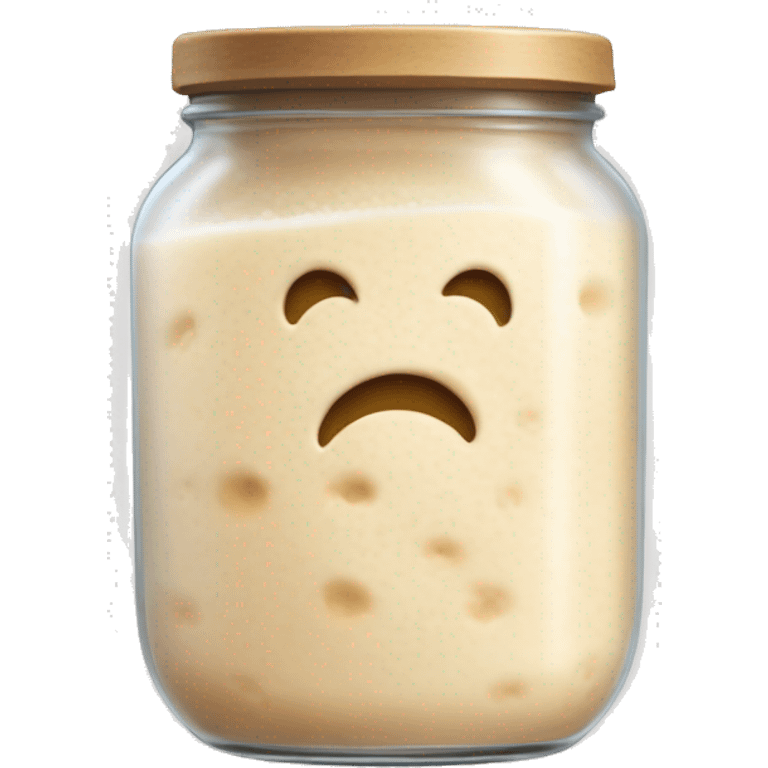 Bubbly Sourdough starter in a jar slightly overflowing down the side emoji