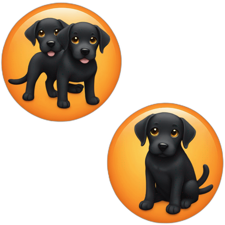 black labrador dog and orange cat emoji