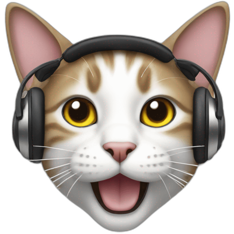 cat headphones shouting emoji