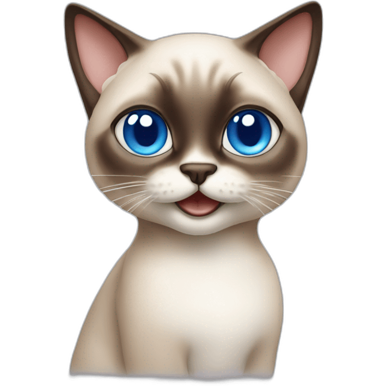 Siamese cat with blue eyes eating whipped cream emoji