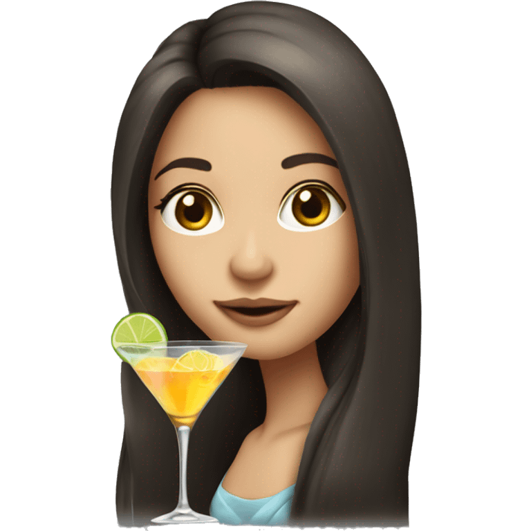 Long hair Brunette girl with cocktail  emoji