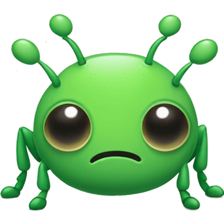 Green cute kawaii bug thinking emoji