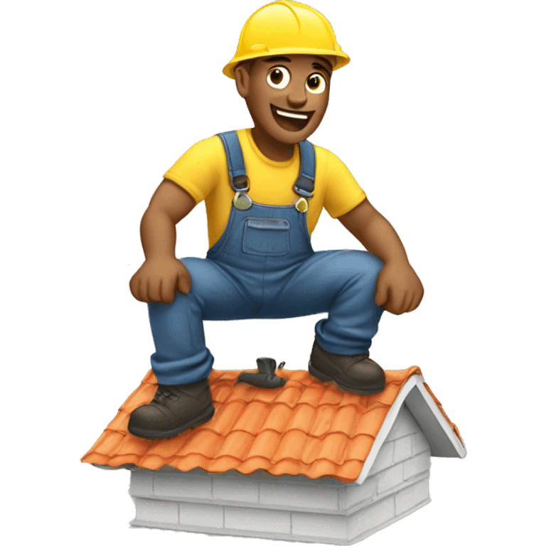 Roofer on the roof emoji