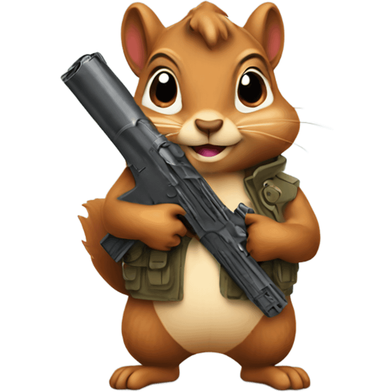 squirrel with a gun holding a heart emoji