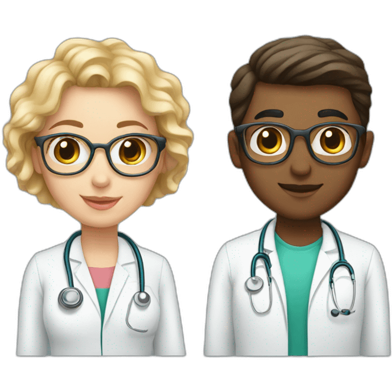 Young Neurologist and gynecologist in love emoji