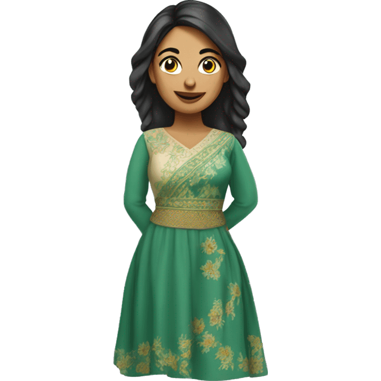 beautiful pakistan woman with dress saying " invest kro " emoji