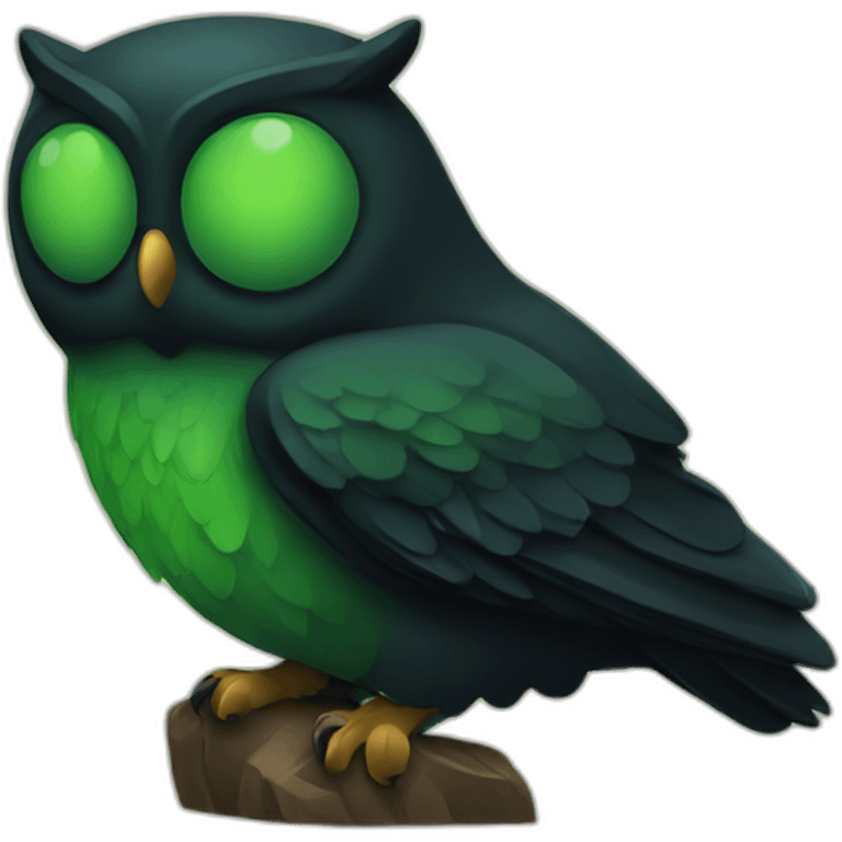 Cute black and green owl praying emoji