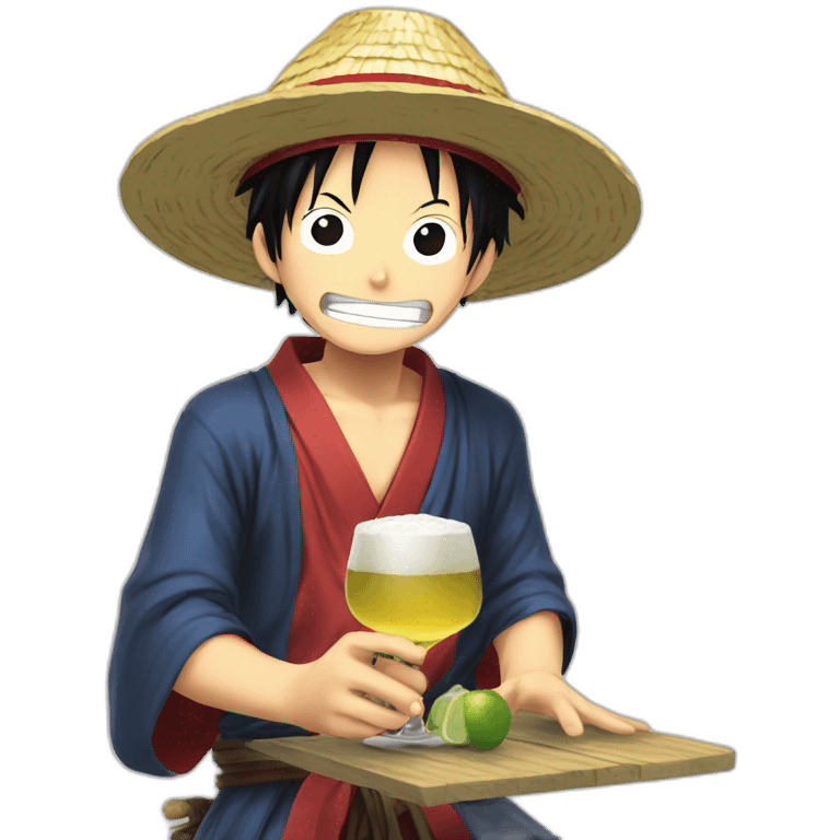 Luffy with sake emoji