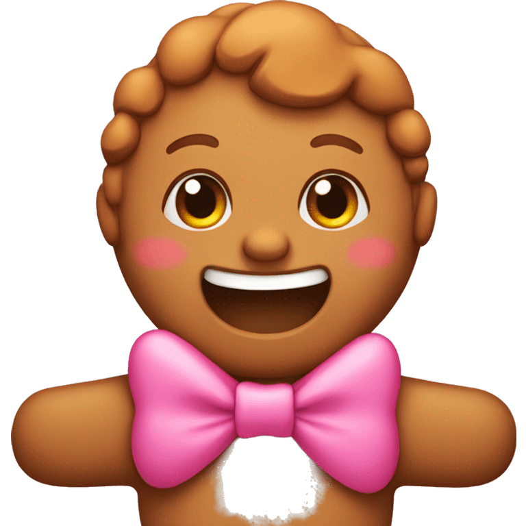 Cute ginger bread with a pink bow emoji