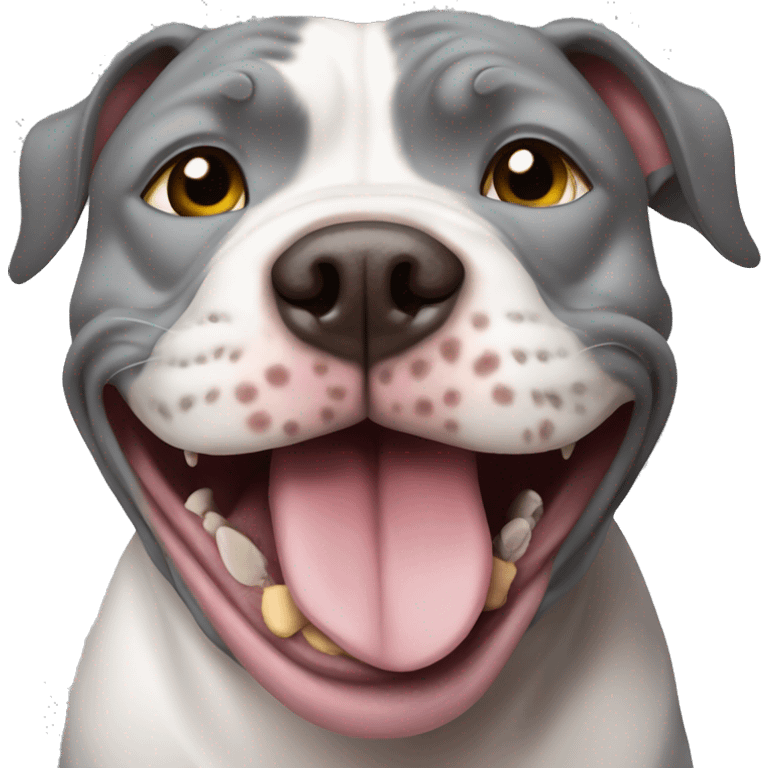 Grey pitbull a cat in mouth emoji