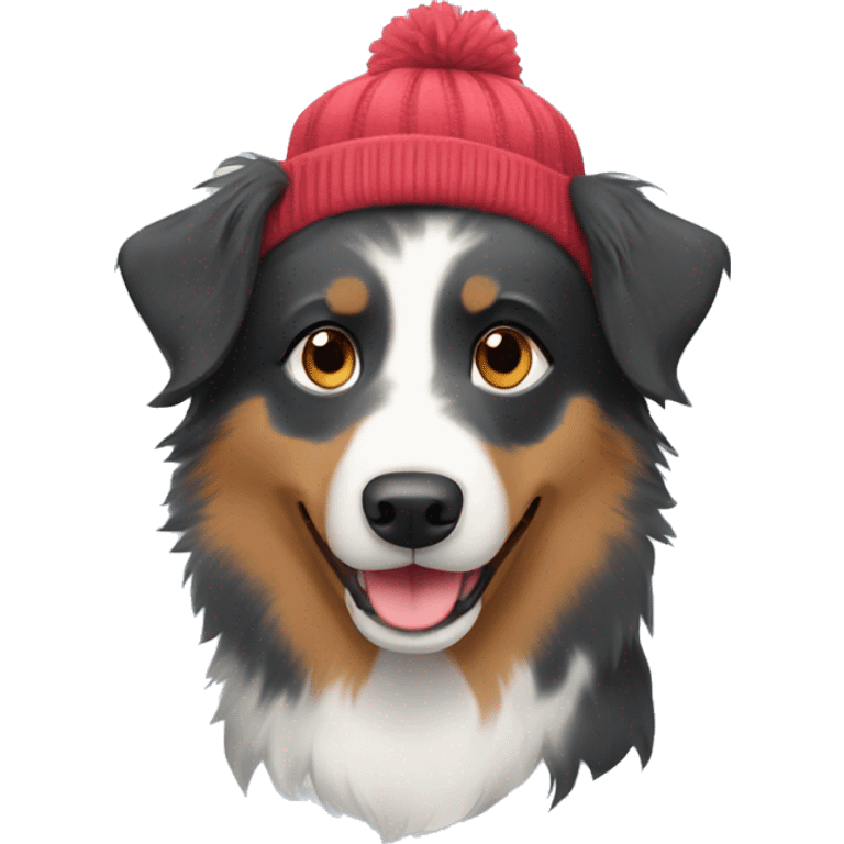 Australian shepherd with a beanie  emoji