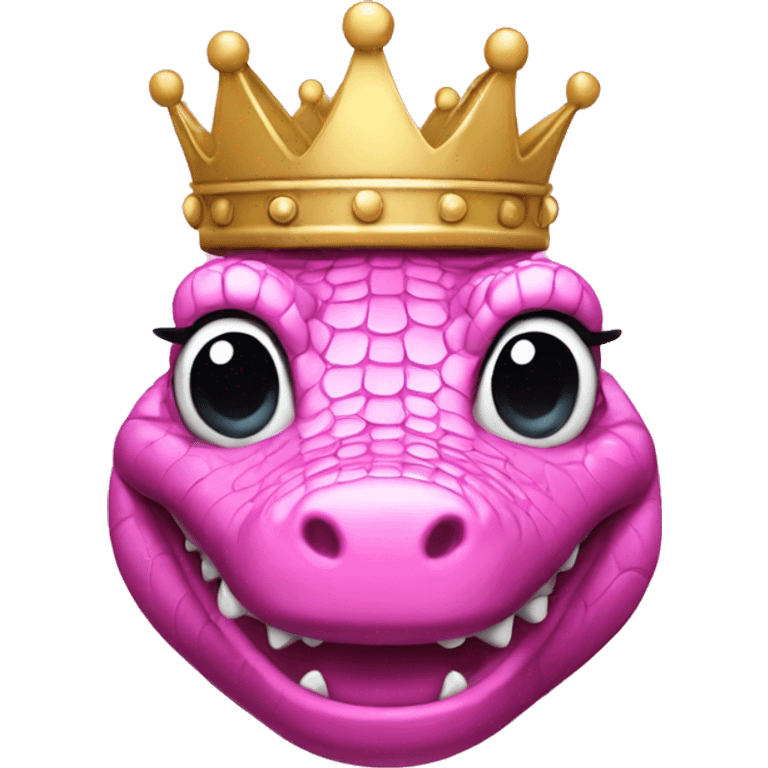 Pink crocodile wearing a black crown emoji