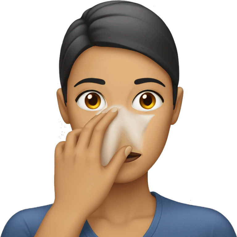 woman covering nose with hand smell bad emoji