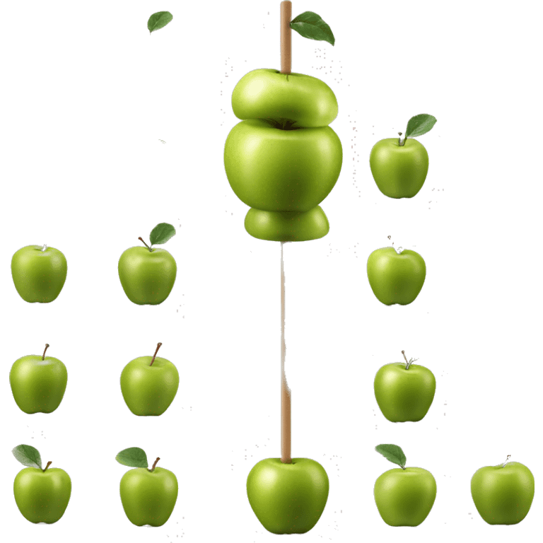 Realistic isolated single Carmelized green apple on a stick.  emoji