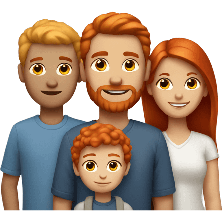 White family of 3 with son red hair emoji