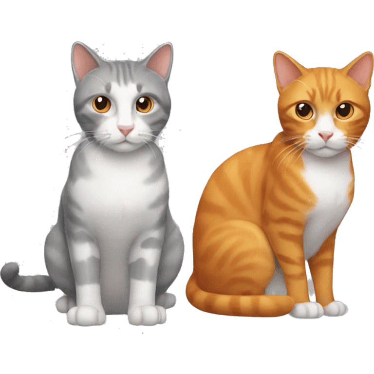 two cats, one gray and one ginger  emoji