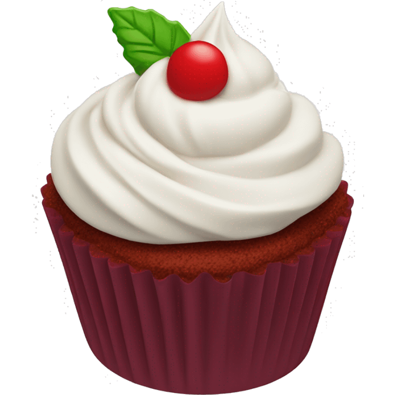 red velvet cupcake with white cream emoji