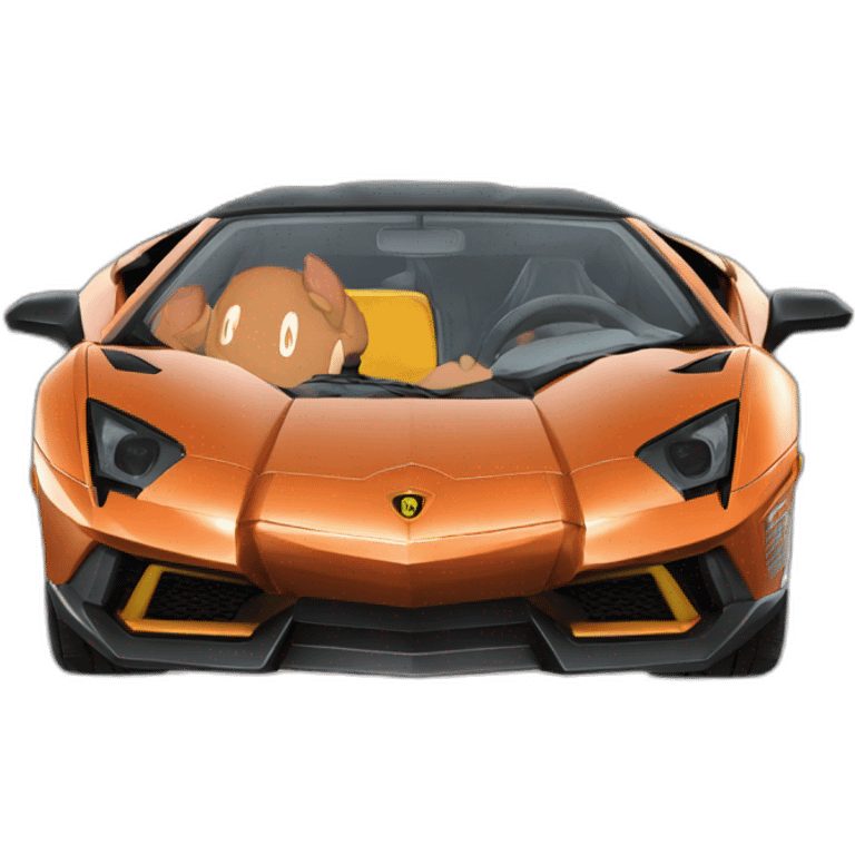 Goku driving an aventador emoji