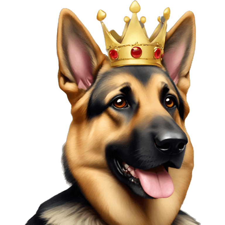 German shepherd wearing crown emoji