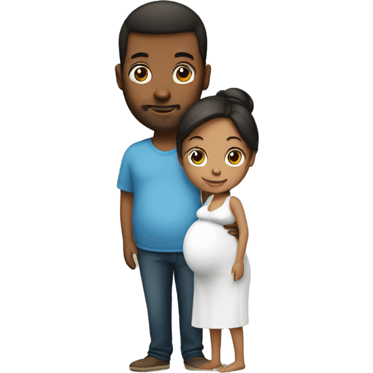 A pregnant woman with her husband  emoji