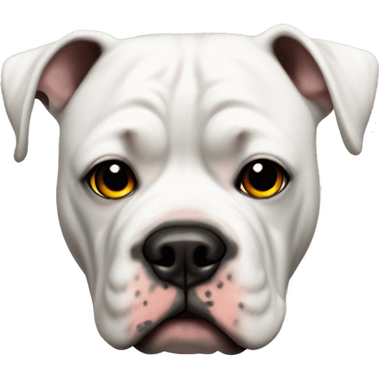 White American bulldog with spot left eye emoji