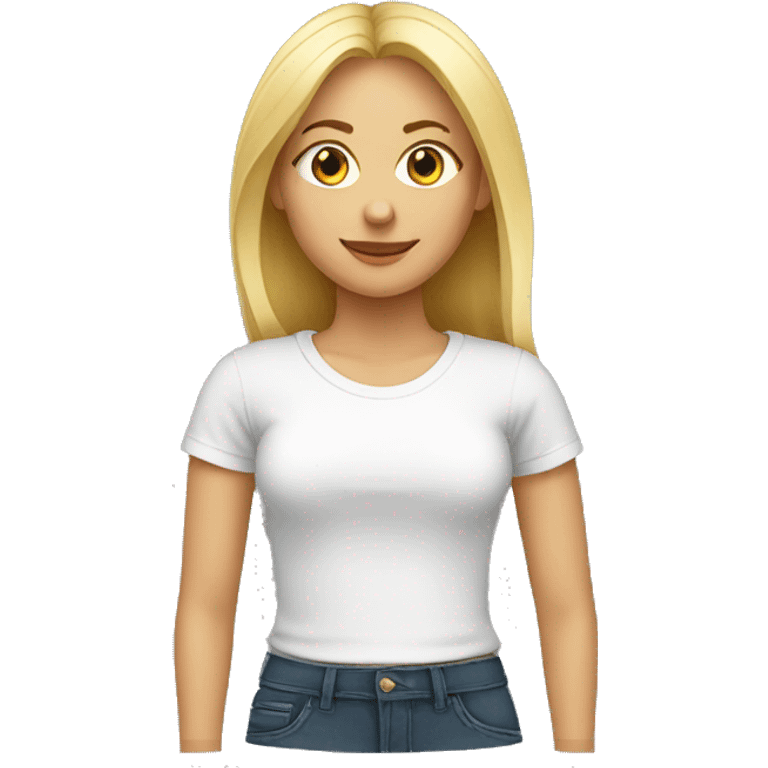 Mujer rubia con playera negra emoji