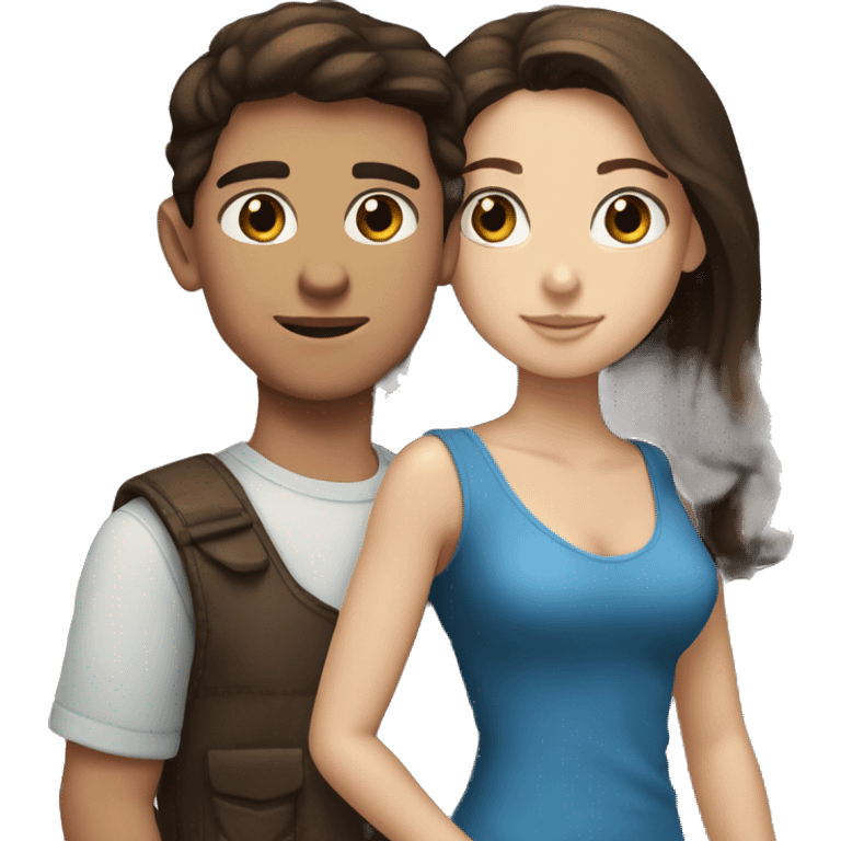 blue eyed brunette boy with a Bart with brown eyed brunette girl emoji