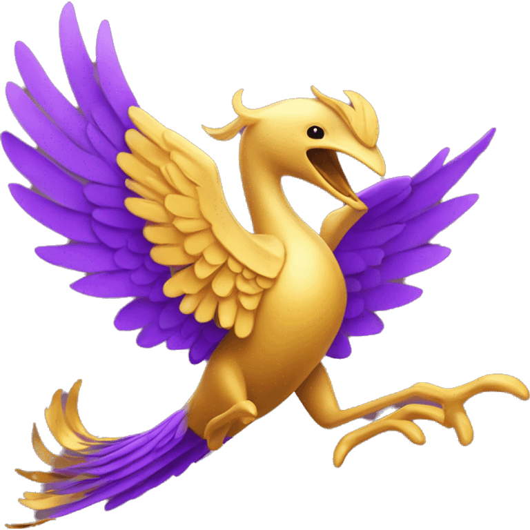 make me a purple phenix taking flight with golden wingtips (to represent well-being and personal development) emoji