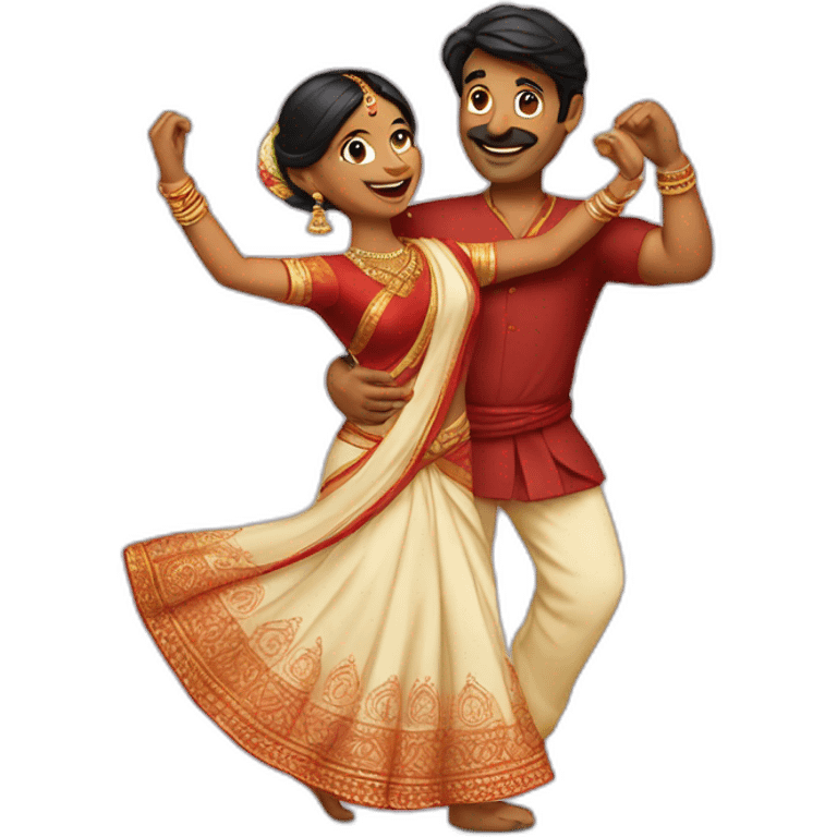 Indian couple dancing emoji