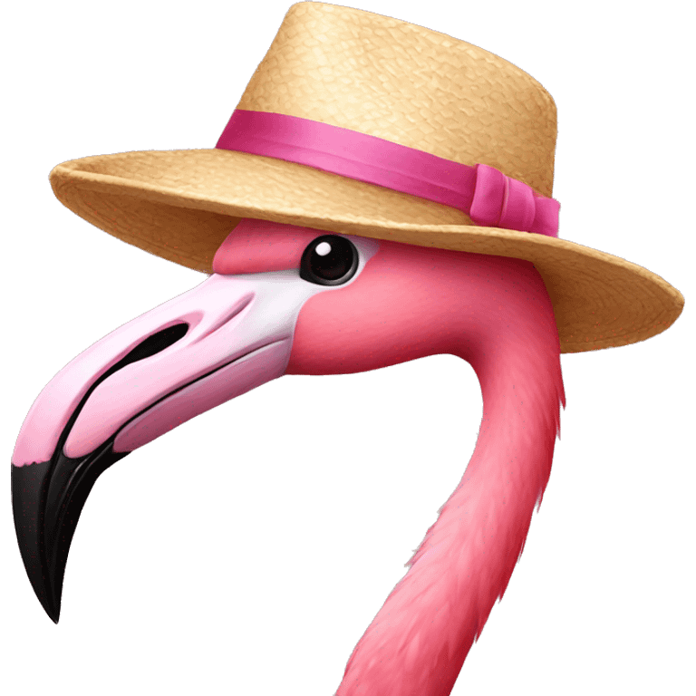 Flamingo with hat emoji