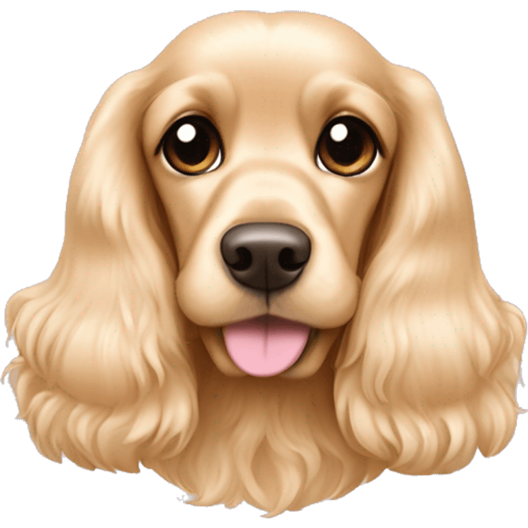 Blond cocker spaniel wearing two light pink sleighbell emoji