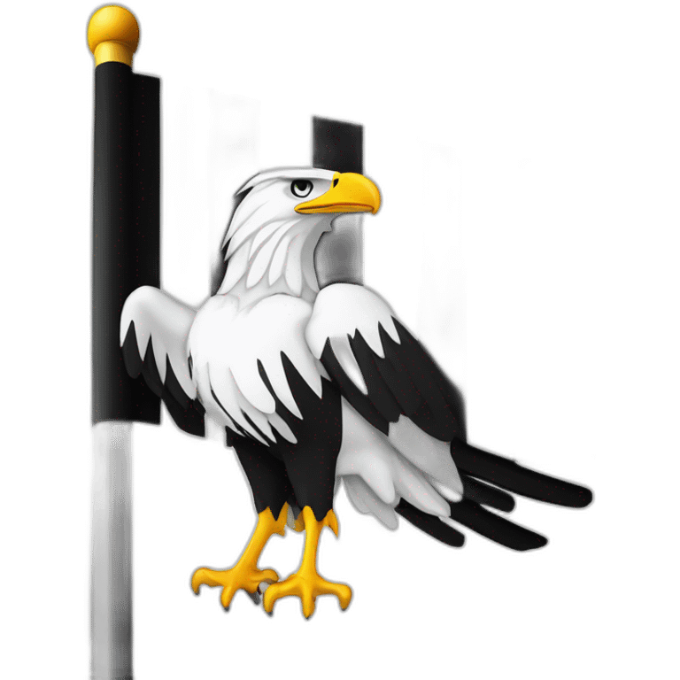 flag of prussia in black and white with an eagle in the middle emoji