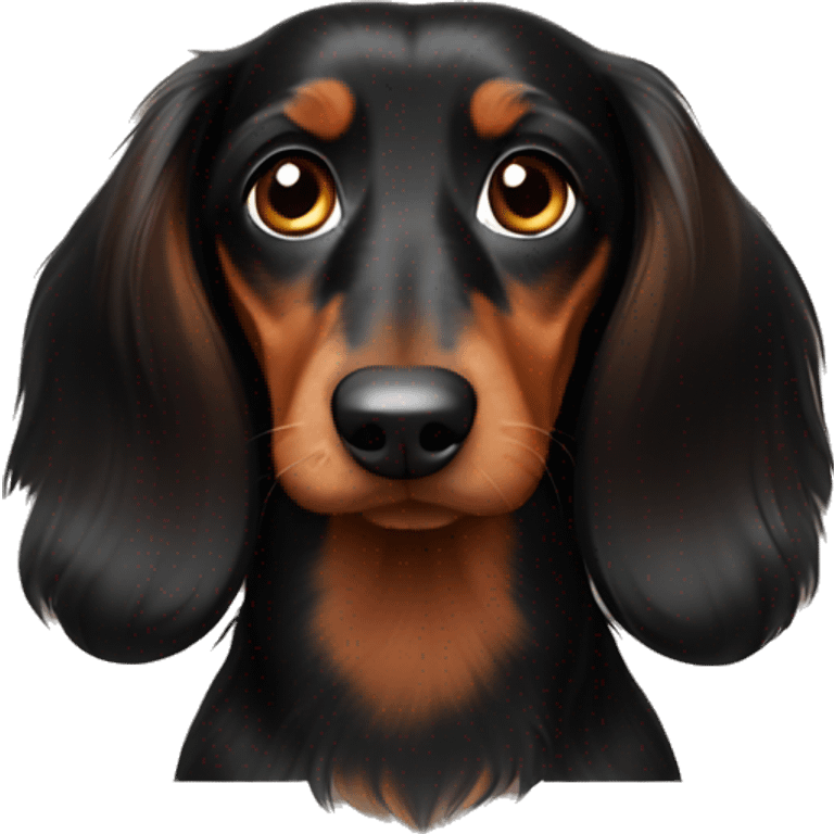 Brown and black long haired dachshund  emoji