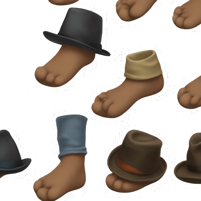 Foot with hats on the Toes  emoji