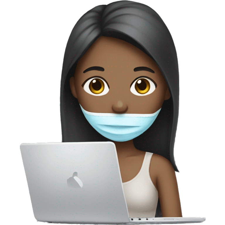 girl with a spa mask on her face with a laptop emoji