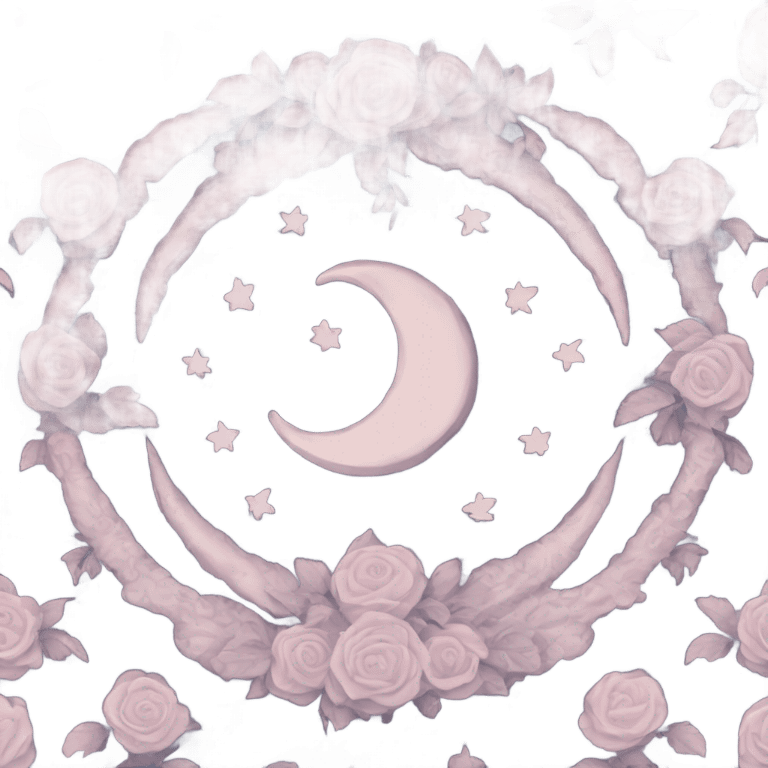 crescent damask moon with roses emoji