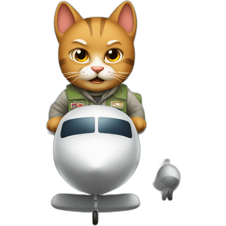 Angry Cat piloting a plane. emoji