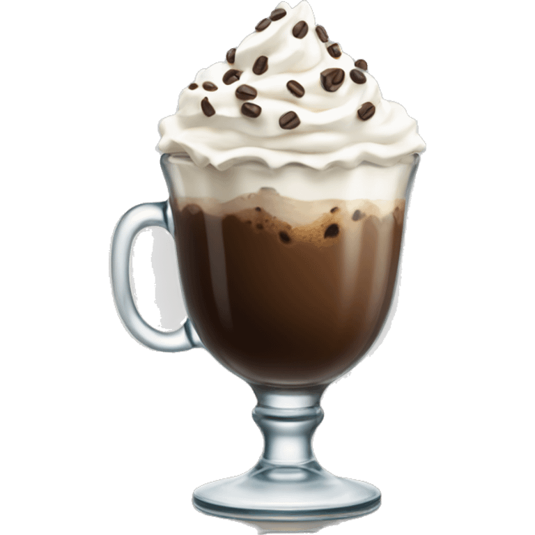 coffee with whipped cream and chocolate chips in a clear glass emoji