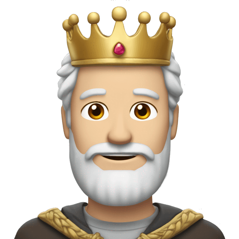 smiling white man with brown beard grey patch of hair on the temples and a crown emoji