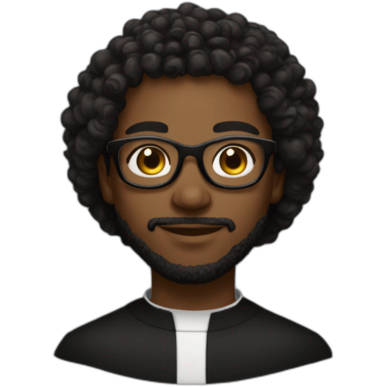 young black catholic priest beard, curly hair, with rounded glasses and clerygman emoji