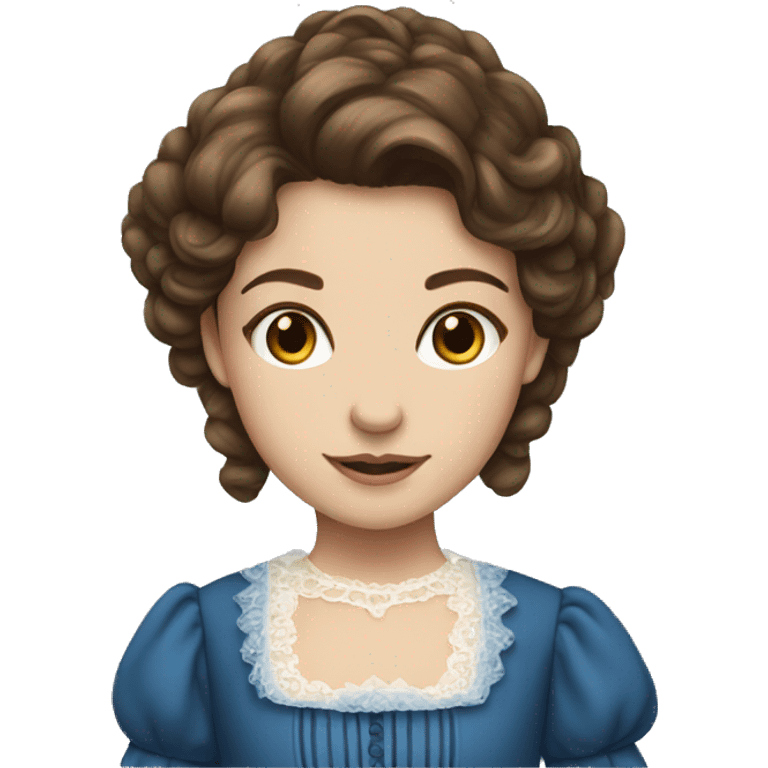 girl with brown hair and blue Victorian dress emoji