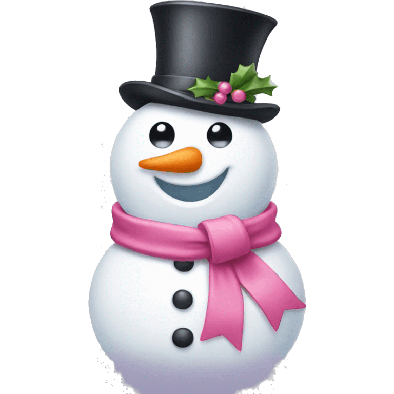 Snowman with pink bow on its ear emoji