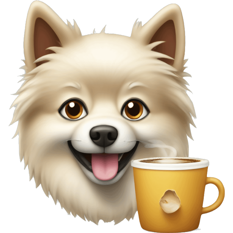 Spitz with cup of coffe emoji