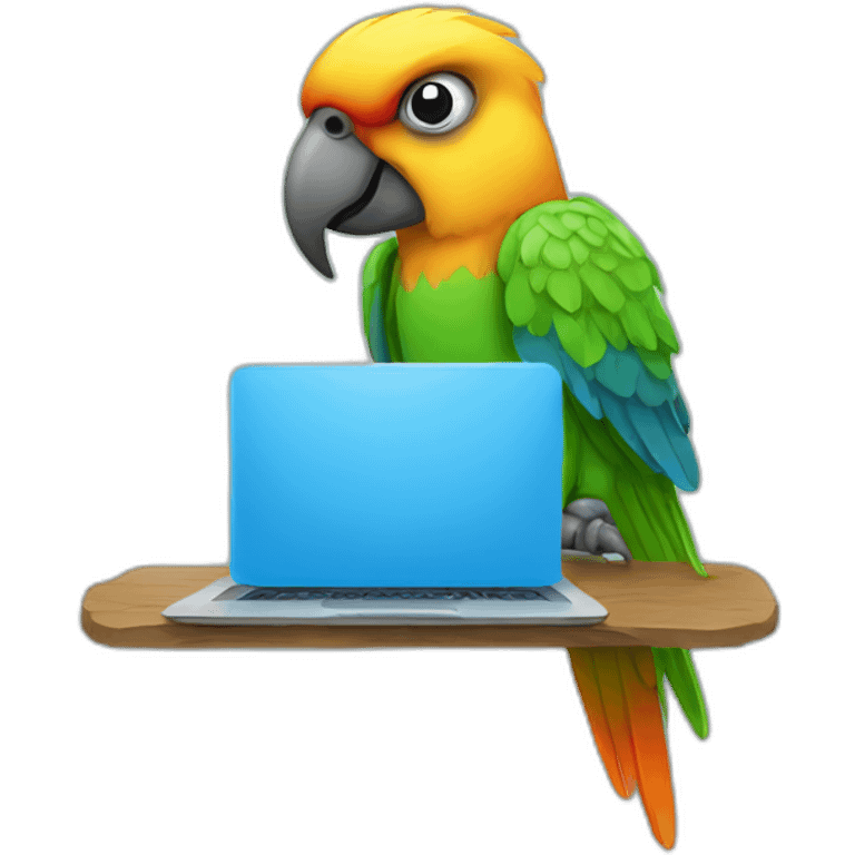 parrot with a laptop emoji