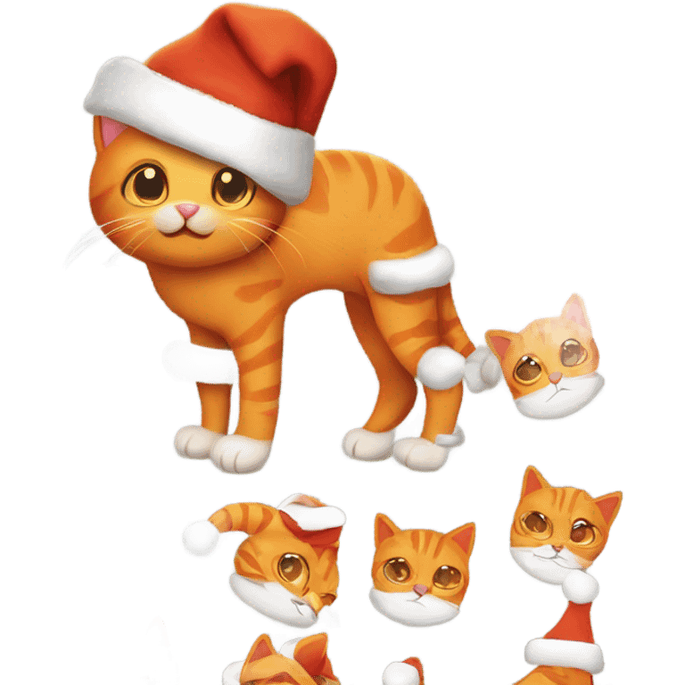 Orange cat wearing a Christmas hat emoji